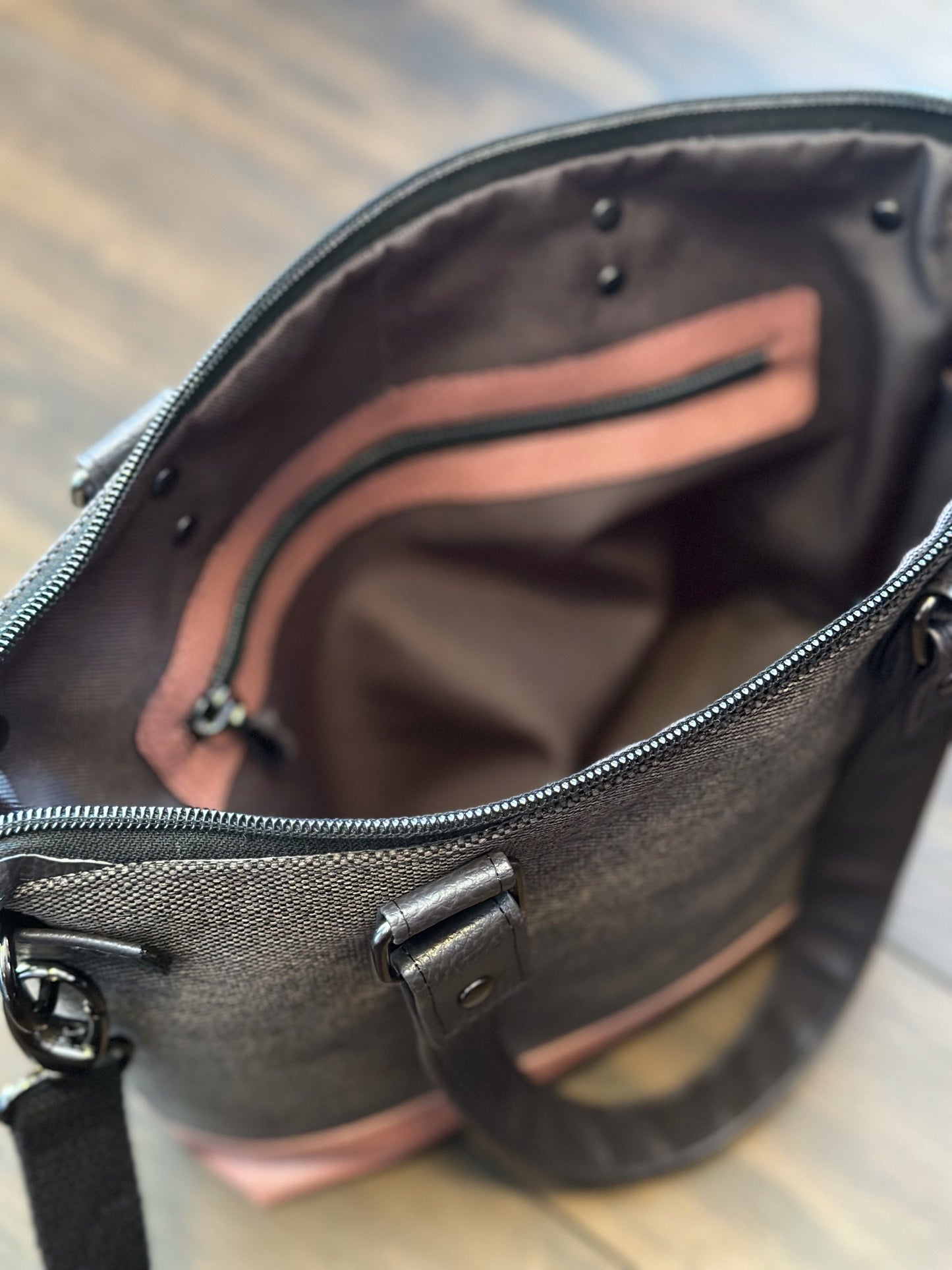 Charcoal and Pink Cami Bag