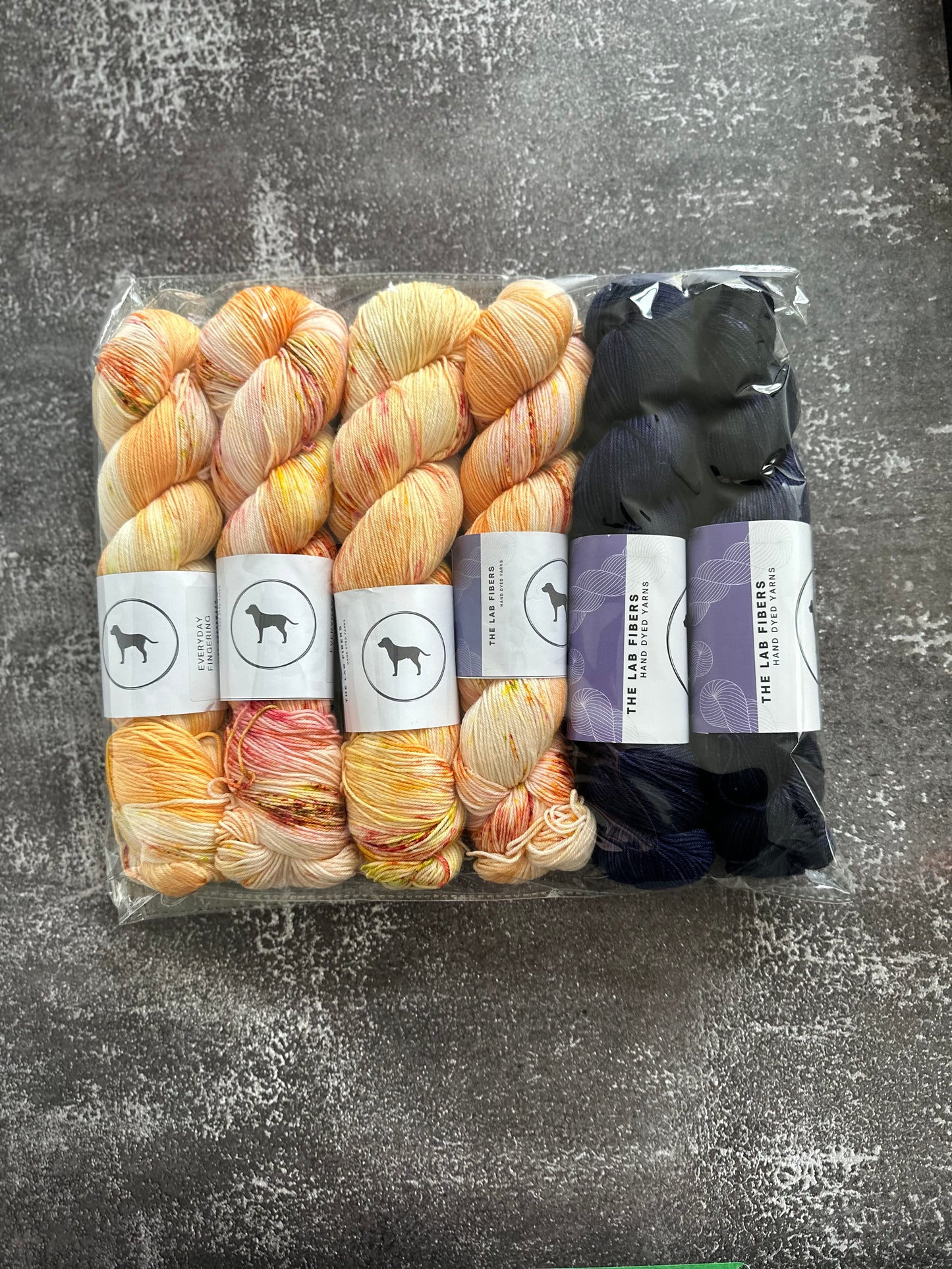 Packs - 6 skeins of fingering - 4 mangonada margarita and 2 twilight eclipse