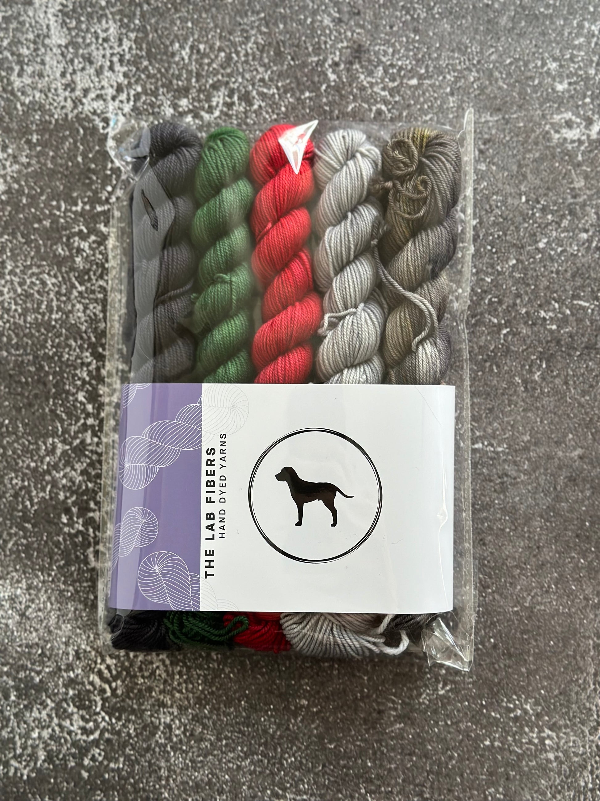 Bundle of 5 20 gram mini skeins - midnight, moss, ruby, urban, stepping stones