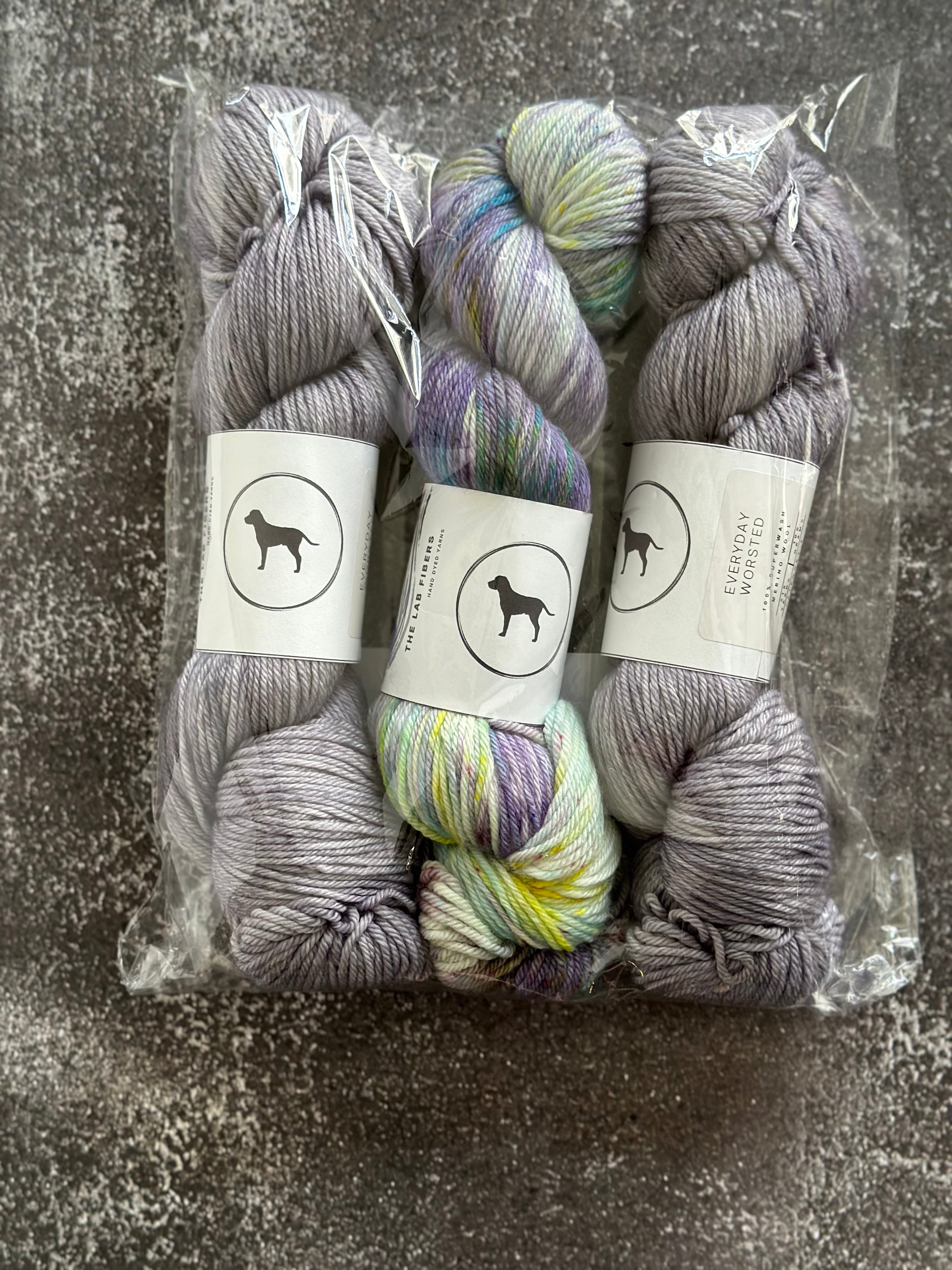 Pack - Everyday Worsted , 2 skeins moon dust, 1 skein seaside cabin
