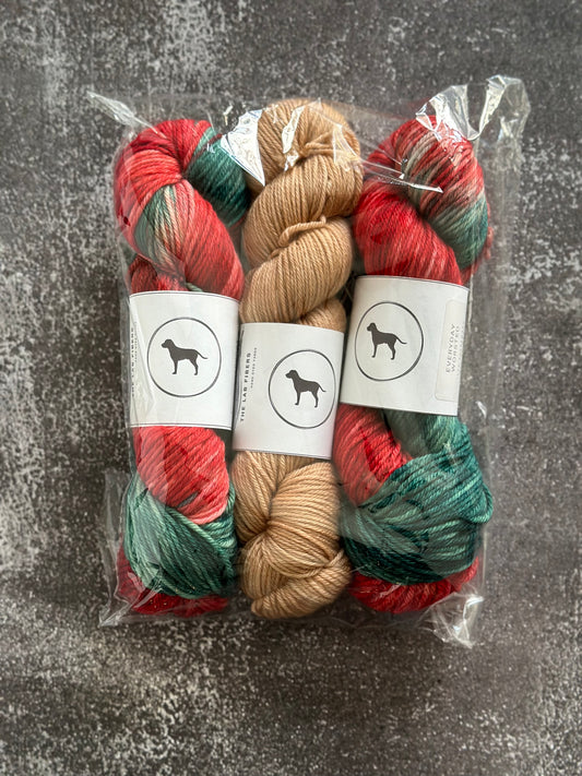 Pack - Three skeins of Everyday Worsted, 2 holly jolly and 1 champagne toast