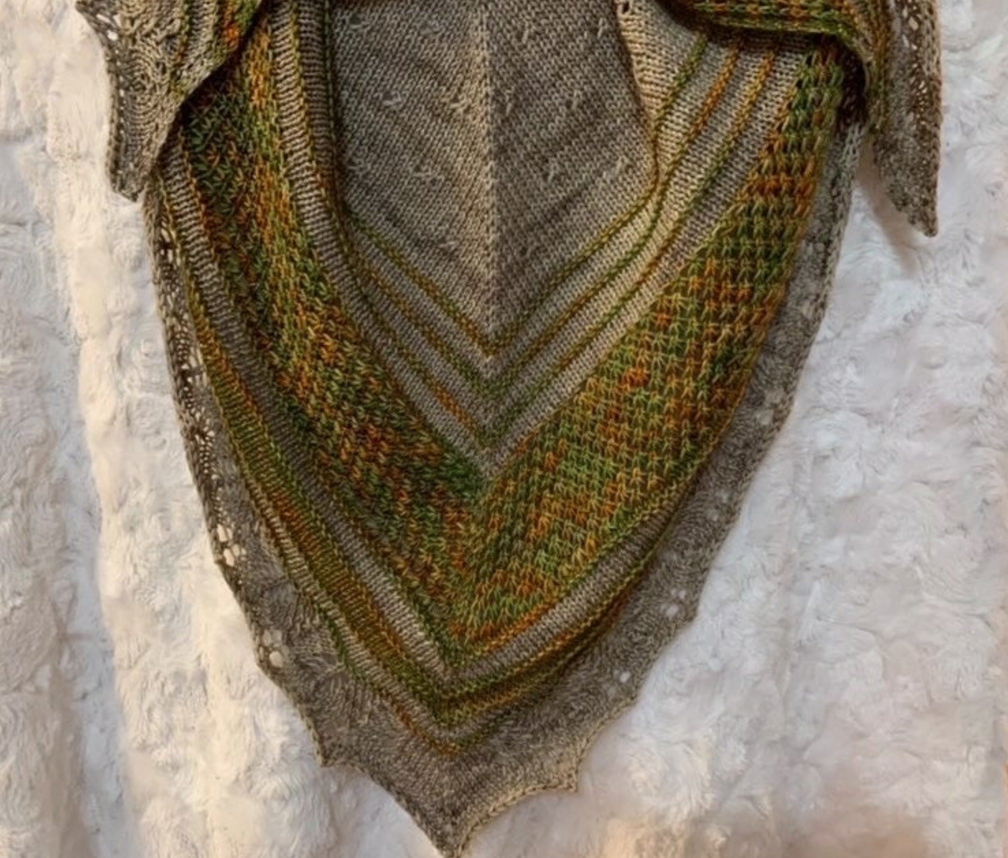 Winter Rose Test Knit using Fallen Leaves and Nut Brown Hare.
